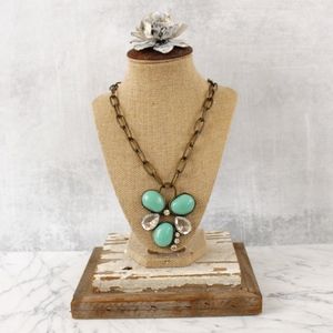 Statement necklace with turquoise and crystal